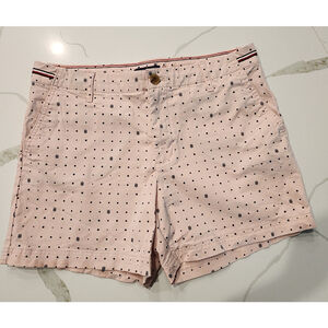 Tommy Hilfiger Pink & Black TH Print Chino Classic Stretch Shorts Women's 8